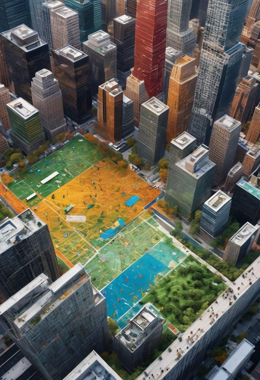 A creative depiction of a web made of insurance quotes transforming into concrete claims. Include diverse people examining their insurance policies with a backdrop of vibrant cityscapes symbolizing security. Incorporate elements like money, documents, and safety symbols woven into the web. Blend real-life imagery with digital art to illustrate the transition from abstract quotes to solid coverage. super-realistic. vibrant colors. 3D.